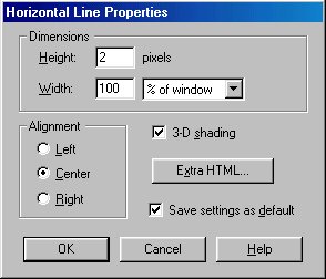 Horizontal Line Properties Window