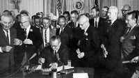 Image: President Johnson signing the Civil Rights Bill, 1964.