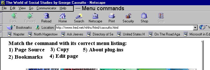 A netscape menu listing with questions