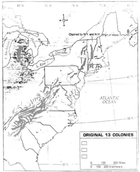 map of 13 original colonies blank