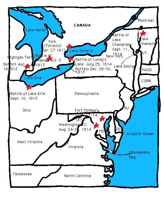 The major battles of the War of 1812