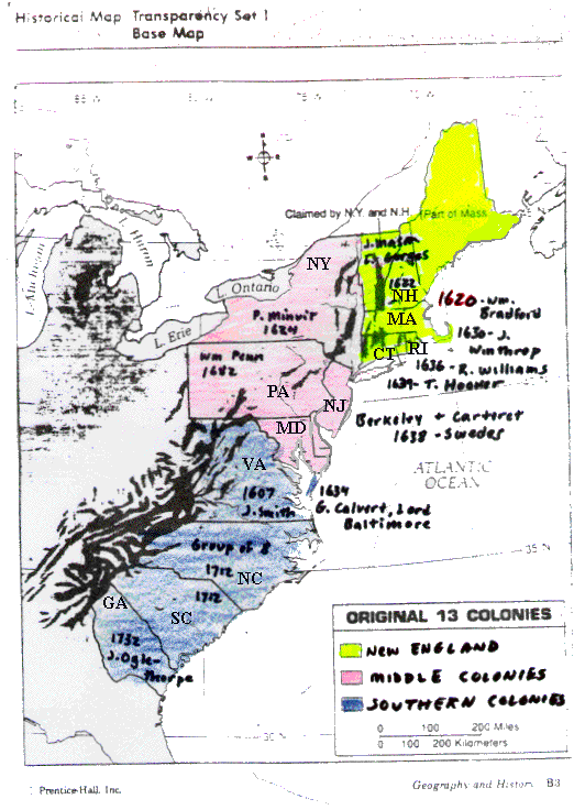 Identifying the 13 Original Colonies