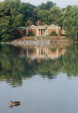 The Museum of Fine Arts and lake at City park, Hagerstown, MD