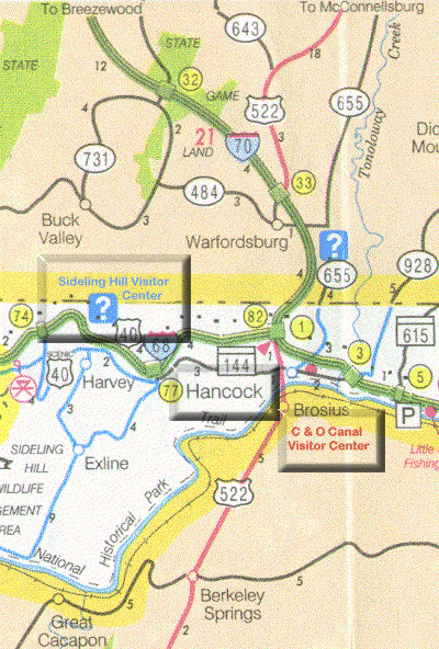 Imagemap: Region 1: MD and Eastern W. VA: with Clickable Buttons. See text links.