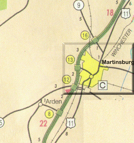 Imagemap: Region 11: Shenandoah  Area, VA: with Clickable Buttons. See text links.