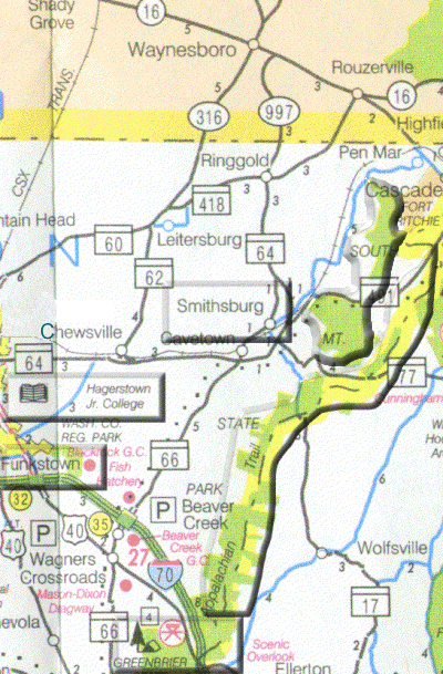 Imagemap: Region 4: Border of Wash. and Frederick Co: with Clickable Buttons. See text links.