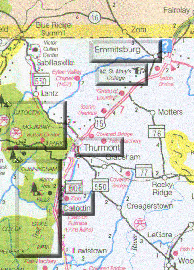 Imagemap: Region 5: Central MD: with Clickable Buttons. See text links.