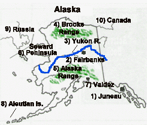 Map of Alaska with answers