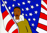 Sketch: Black man with American Flag