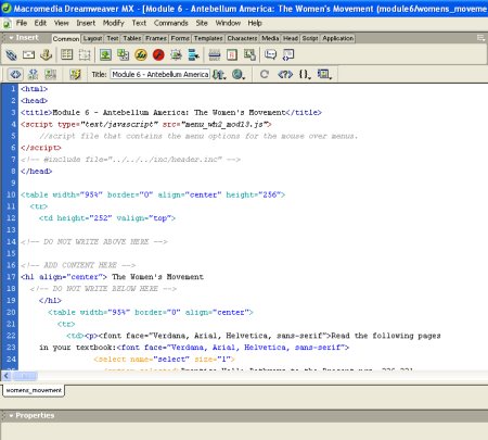 Dreamweaver in Code View